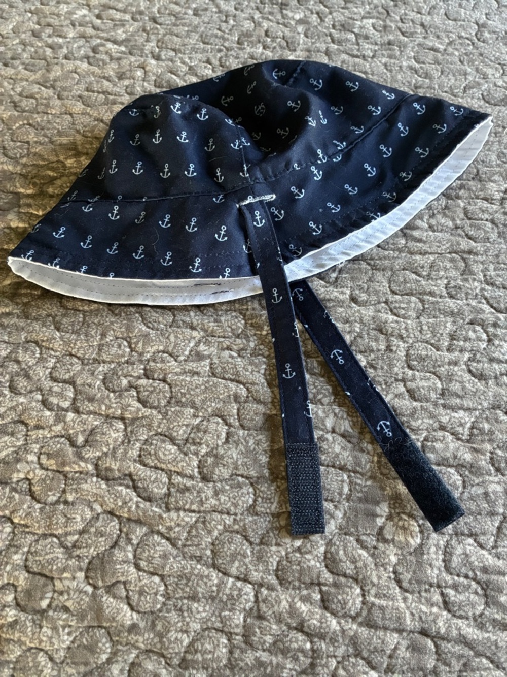 Navy and White Anchor  Bucket Hat